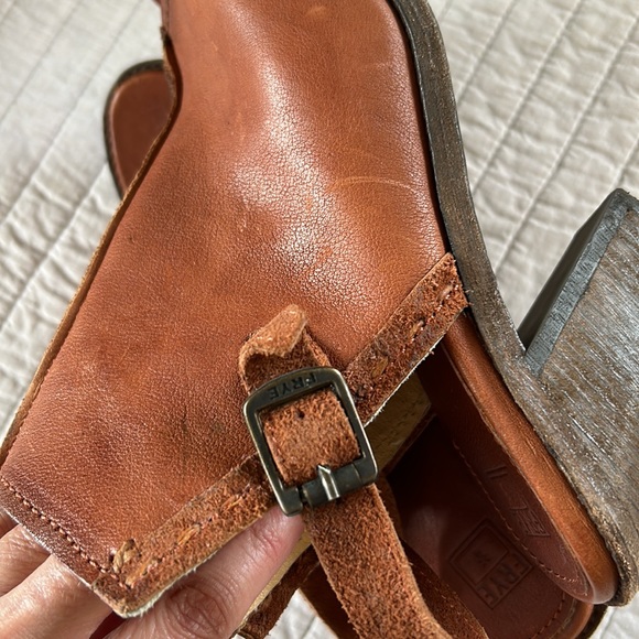 FRYE boho Izzy Artisan Sling Whiskey Washed Vintage Leather booties heels 8.5 - Picture 10 of 16